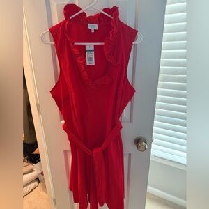 Crown & Ivy Red Sleeveless Wrap Mini Dress